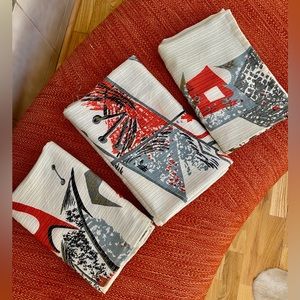 SOLD ♥️ Vintage Curtains & Extra Fabric | Ivory, Red, Black, Metallic Gold